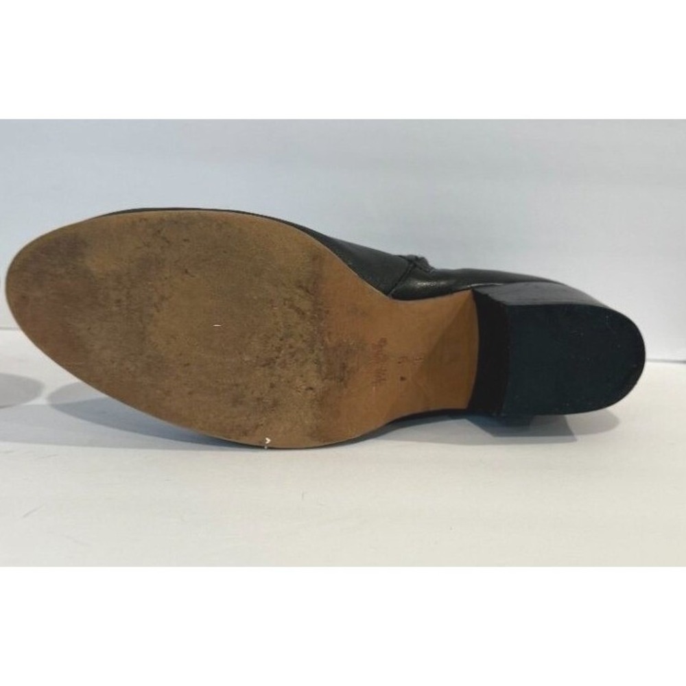 Coach Black Leather Snakeskin Strap Block Heel Ankle Booties Size 9B Round Toe - Picture 11 of 12